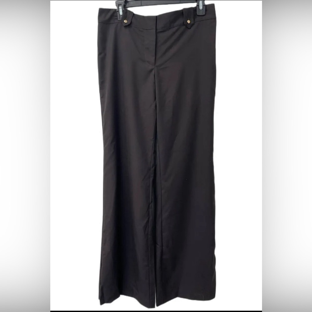 Elizabeth McKay Women's Chocolate Low Rise Wide Leg Wool Pants Size 4 NWT